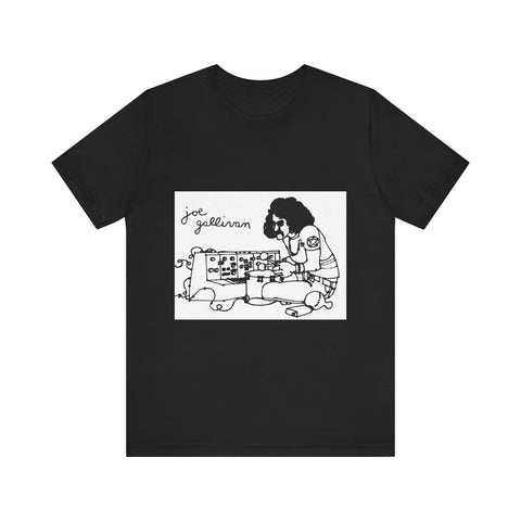 Joe Gallivan playing Moog Drum 100% cotton black t-shirt (print on demand)