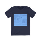 Houseboat pages from Living on the Earth - 100% cotton - blue on blue (print on demand)