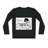 Joe Gallivan playing Moog Drum - long-sleeved black 100% organic cotton t-shirt - from EU (print on demand)
