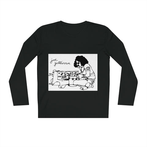 Joe Gallivan playing Moog Drum - long-sleeved black 100% organic cotton t-shirt - from EU (print on demand)