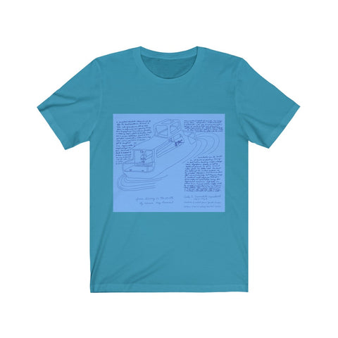 Houseboat pages from Living on the Earth - 100% cotton - blue on blue (print on demand)