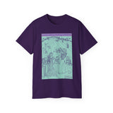 Counterculture History Coalition 100% cotton t-shirt with Alicia Bay Laurel's "Hippie Hill" drawing from 1970