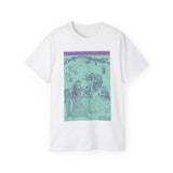 Counterculture History Coalition 100% cotton t-shirt with Alicia Bay Laurel's "Hippie Hill" drawing from 1970