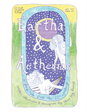Book cover of Eartha & Aetherias, with two extraterrestrial lovers, a lunar eclipse, many stars, a comet and lettering
