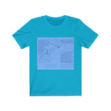 Houseboat pages from Living on the Earth - 100% cotton - blue on blue (print on demand)