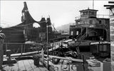 live-in sculpture and aging ferry boat at Gate 5, Sausalito in 1969