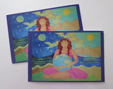 Two post cards with Peace Girl painting