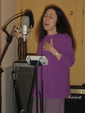Alicia Bay Laurel recording her lead vocals for What Living's All About.