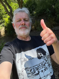 Joe Gallivan playing the Moog Drum 100% cotton black T-shirt - from UK (print on demand)