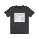 Charcoal gray mixed fiber t-shirt, printed with the houseboat illustration from Alicia Bay Laurel's book, Living on the Earth